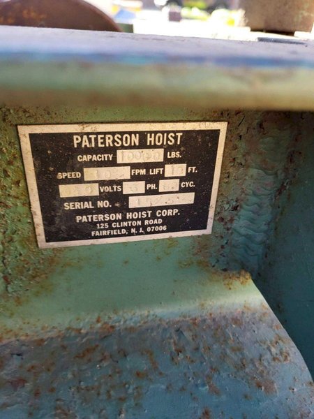 10,000 LBS (5 TON) PATTERSON POWERED CABLE HOIST: STOCK #22970