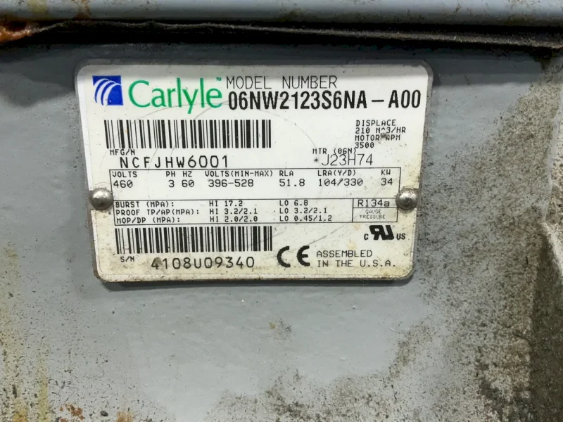 CARRIER 30 BAR CHILLERWATER COOLED CHILLER  -  30HXC076R—661KA