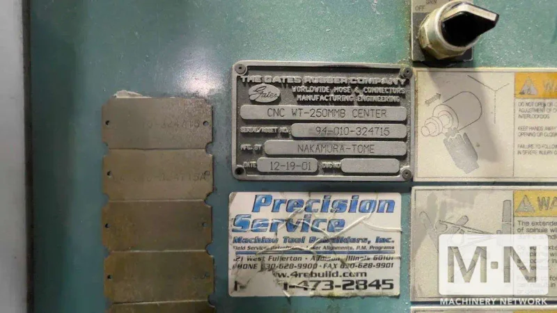 Nakamura-Tome WT-250 CNC Lathe, 2001