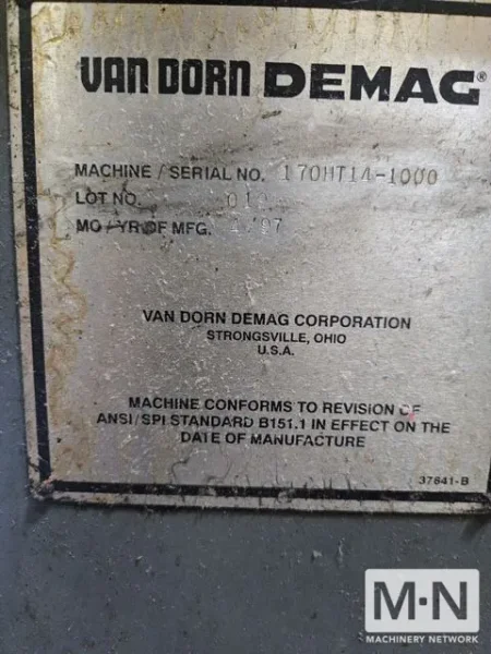 170 TON 10.7 OZ VAN DORN MODEL 170HT INJECTION MOLDING MACHINE MFG 1997
