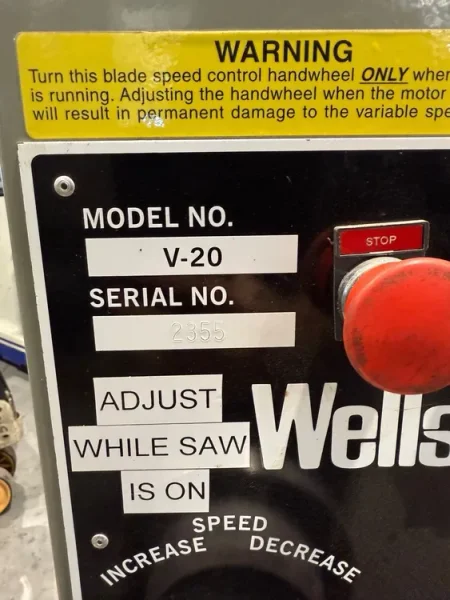 20” WELLSAW V-20 Vertical Band Saw 2012’ #7316