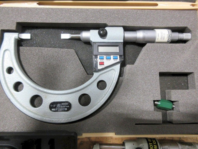 Digital Micrometers 0-1" &amp; 1-2" Travel Ranges, Various Brands, Mitutoyo, Starrett, SPI and Others- Auction Item