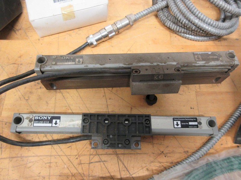Sony LH51-2 (2) Digital Read Out Displays with Connector Cables, Adapters, and Short Magnescales for Optical Comparator Setup- Auction Item