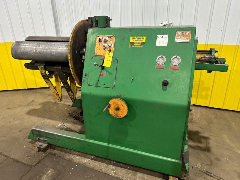 10,000 LB X 42&quot; AMERICAN STEEL LINE ASL MODEL #1000 MOTORIZED COIL REEL UNCOILER STOCK #3663