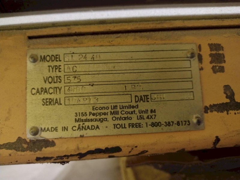 4000 LB X 48" X 40"  ECONO-LIFT MODEL #SL24-40 HYDRAULIC SCISSOR LIFT TABLE WITH ROLLER TOP: STOCK #20949