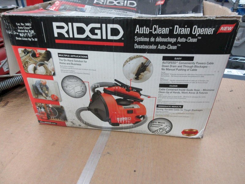 Rigid Auto Clean Drain Opener, Electric for 3/4" to 1.5" Drain Lines up To 25'- Auction Item
