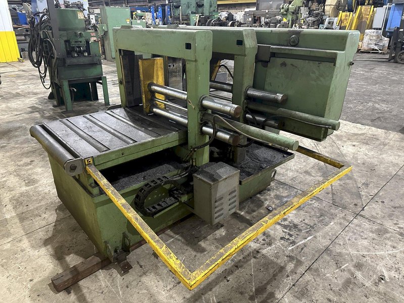 16" x 16" HYD-MECH MODEL #M-16A FULLY AUTOMATIC HORIZONTAL BANDSAW WITH POWER MITRE SWIVEL: STOCK #23105