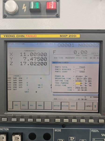 2005 YCM XV-1020A Used CNC Vertical Machining Center For Sale