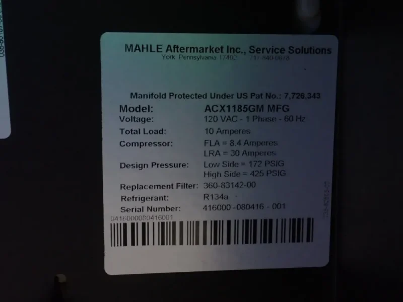 MAHLE AFTERMARKET REFRIGERANT HANDLING SYSTEM   -  ACX1185GMMFG