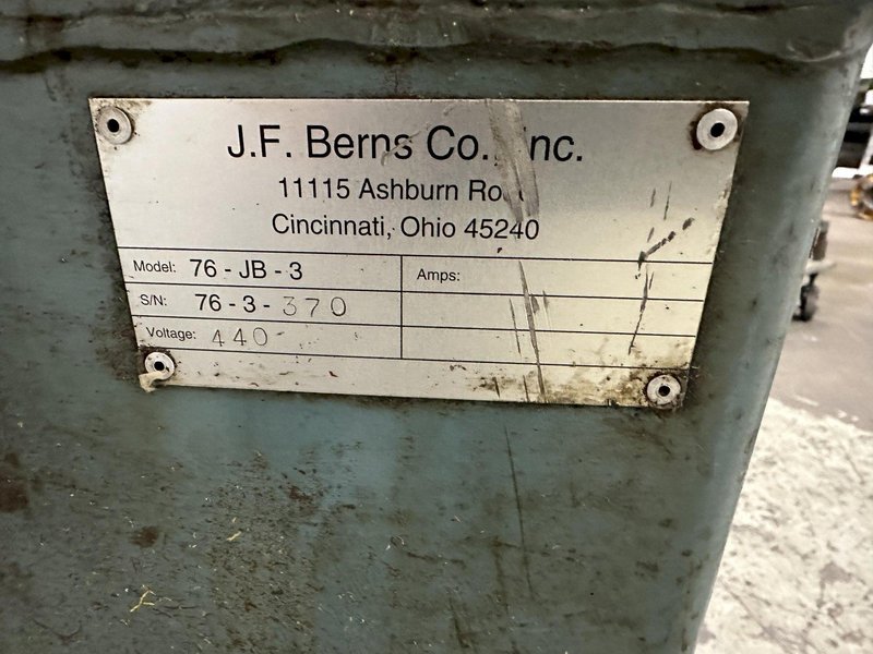 J F BURNS ROTARY BAR END BEVELER: STOCK #77122