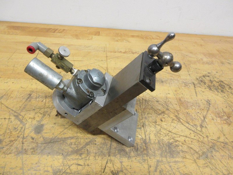 Gast Air Driven Spindle Mounted on 2" Travel Cross Slide, and  Small 1.75" Wide Self Centering Vise- Auction Item