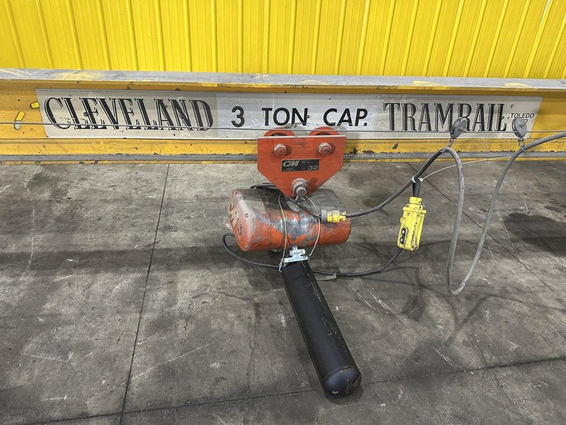3 TON X 20' CLEVELAND TRAMRAIL UNDERSLUNG BRIDGE &amp; 3-TON CM LODESTAR HOIST: STOCK #23054