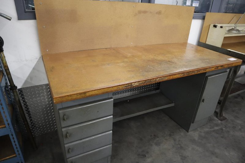 Equipto Heavy Duty Steel Work Bench with Wood Top and Lower Drawers- Auction Item