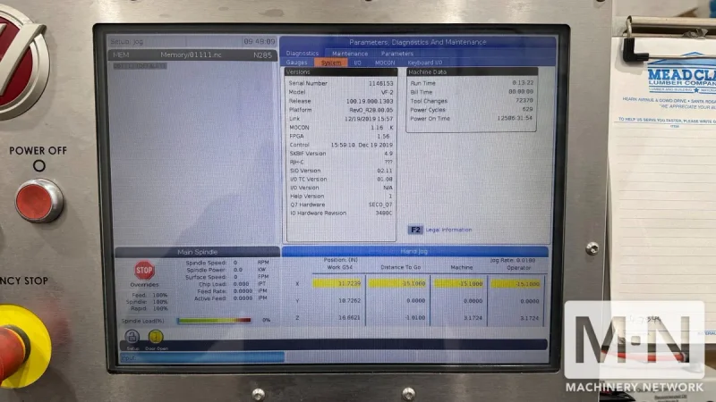 HAAS VF-2 CNC Vertical Machining Center, 2019