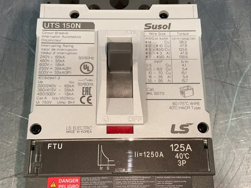 LS ELECTRIC 125 AMP UTS150N MOLDED CASE CIRCUIT BREAKERS  -  02070008UL