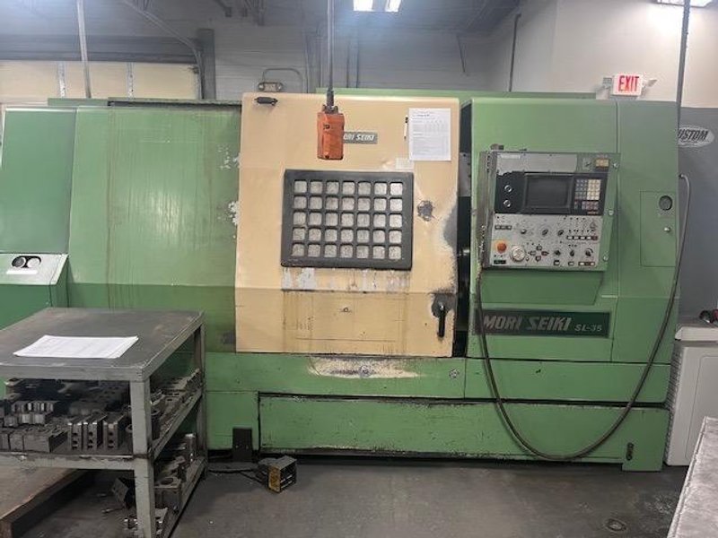 Mori Seiki SL-35A CNC Lathe, 1988 – Tailstock, Chip Conveyor