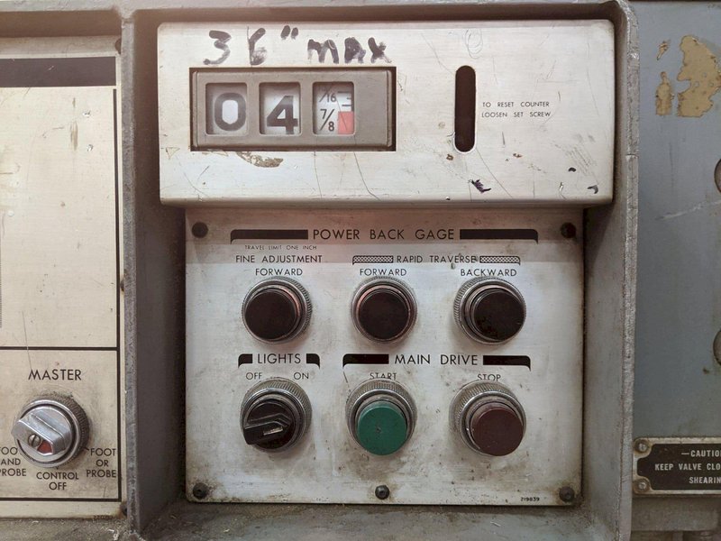 10 Gauge x 12′ Cincinnati 1012 Auto Shear, 1961 – Available Immediately, Back Gauge