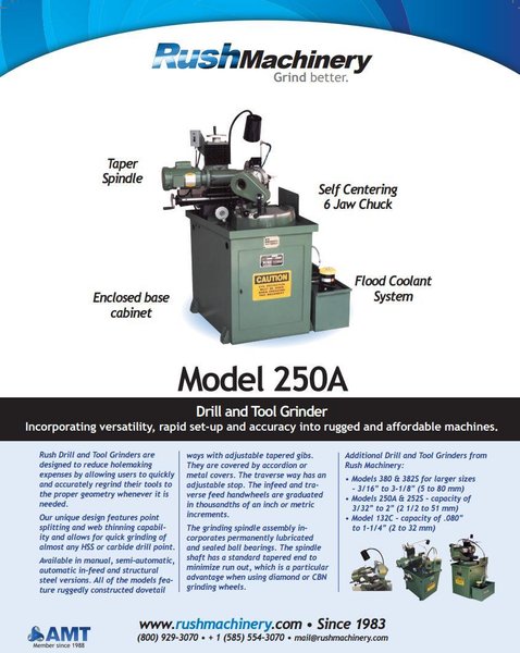 2&quot; RUSH MODEL #250A DRILL &amp; TOOL GRINDER / SHARPENER: STOCK #16303