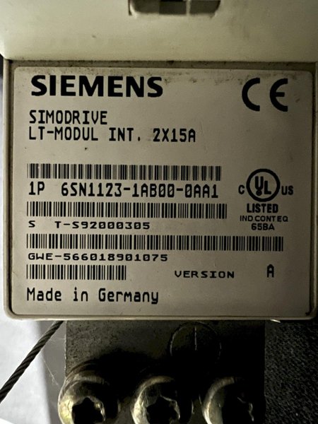 Siemens Simodrive CNC Servo Drive Unit 6SN1123-1AB00-0AA1 6SN11231AB000AA1