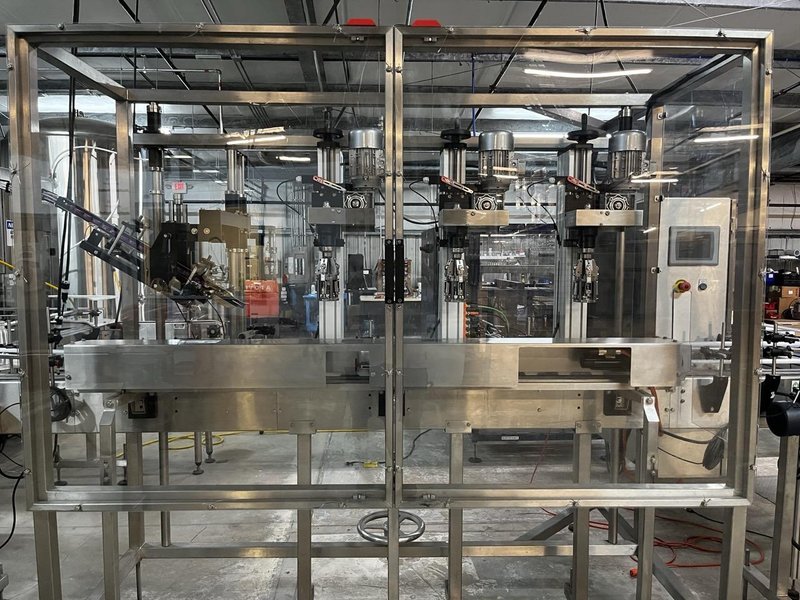 Norland International Complete line with (2) GlassPak66 Monoblock Systems (16oz and 25 Oz)  for Glass or Aluminum with Fluid Solutions 3 Head ROPP Capper, 2020: