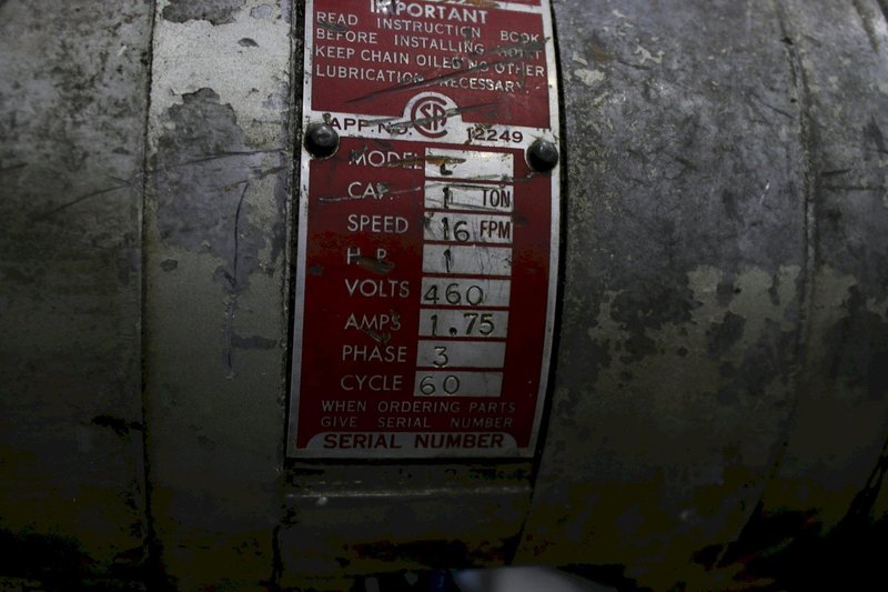 1 TON C &amp; M ELECTRIC HOIST: STOCK #63160