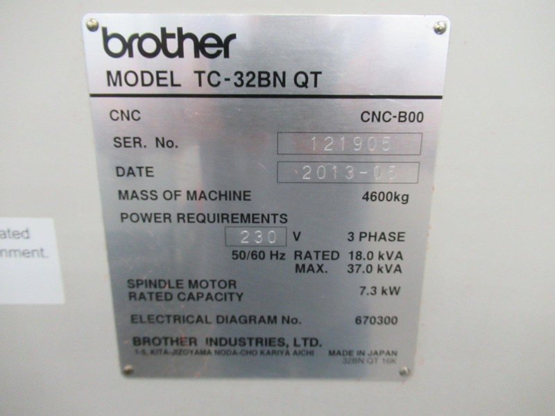 Brother TC-32B QT CNC Vertical Machining Center with Pallet Changer and 16,000 RPM Spindle