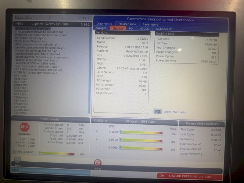 2018 HAAS MODEL #VF-3 CNC VERTICAL MACHINING CENTER: YOBRO #24479