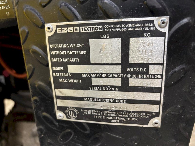 24 VOLT EZ-GO MODEL #XI-640 TEXTRON CHASER/TUGGER CART: YOBRO #24644