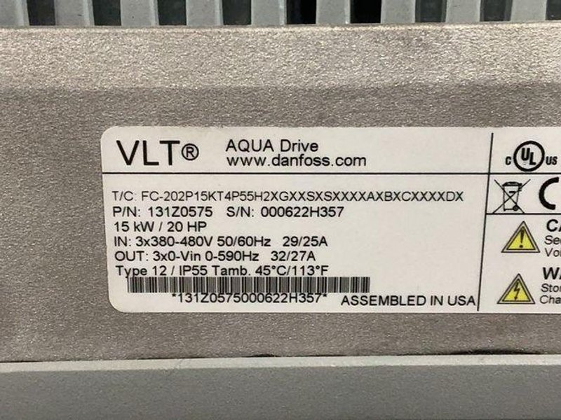 DANFOSS 20HP VLT AQUA SERVO DRIVE  -  131Z0575