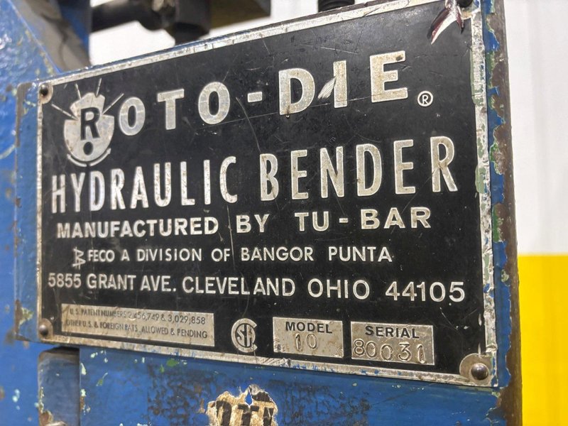 10&#039; X 16 GAUGE ROTO-DIE MODEL #10 HYDRAULIC BENDER; ROTODIE: YOBRO #24455