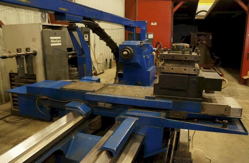 43" x 157" OKUMA LH55-N CNC LATHE WITH UPDATED (2018) FANUC CONTROLS. STOCK # 0545326