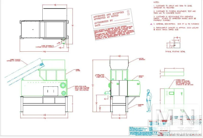 100 HP SHRED-TECH MODEL A570 SHREDDER MFG 2002