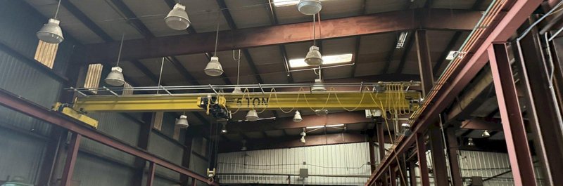 5 TON X 36' TOOL &amp; HOIST/R&amp;M OVERHEAD BRIDGE CRANE W/160' RUNWAY. STOCK # 0538126