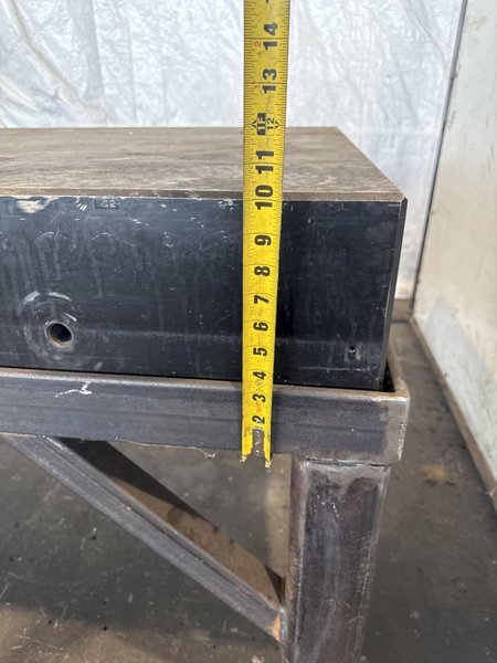 124&quot; X 50&quot; STEEL DRILLED &amp; TAPPED LAYOUT TABLE W/ STAND. STOCK # 0667025.