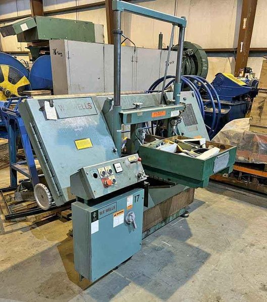 16" X 20" W.F. WELLS TWIN POST SEMIAUTOMATIC HORIZONTAL BAND SAW STOCK# 3422