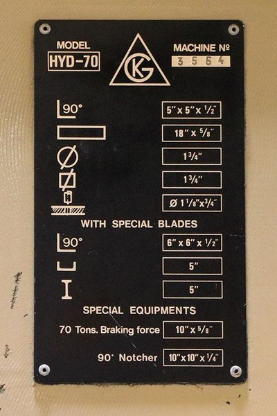 77 TON GEKA DUAL CYLINDER HYDRAULIC IRONWORKER MODEL HYD-70SD