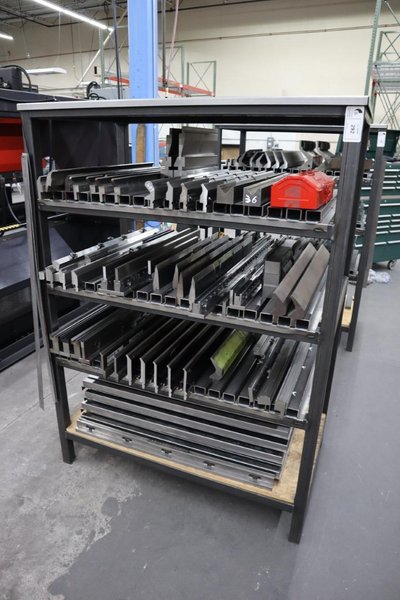 Amada Press Brake Dies, and Lower Die Holders on Welded Steel Shelving- Auction Item