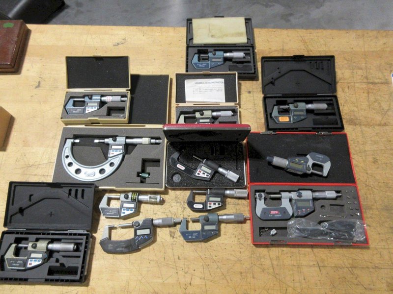 Digital Micrometers 0-1" &amp; 1-2" Travel Ranges, Various Brands, Mitutoyo, Starrett, SPI and Others- Auction Item