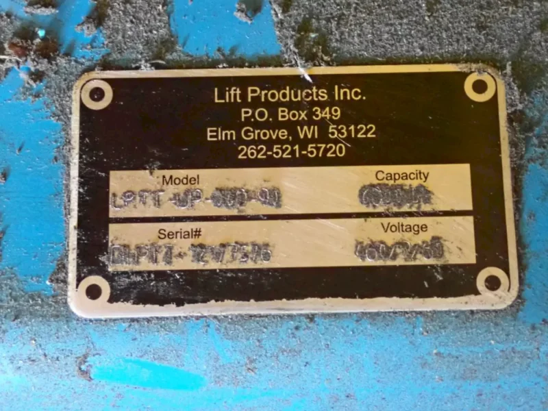 6,000 LBS MAX MODEL #LPTT-UP-060-90 LIFT TABLE: YOBRO #25892