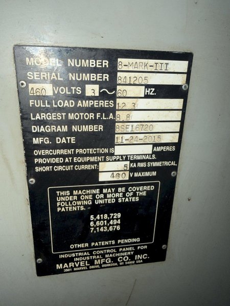 18" X 22" MARVEL MODEL #SERIES 8 MARK-III VERTICAL BANDSAW: YOBRO #25798