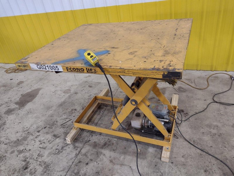 54" X 43.5" 4000 LB ECONO LIFT MODEL #SL36-40 HYDRAULIC DOUBLE ROLLER TOP STYLE LIFT TABLE, 110V: STOCK #20955