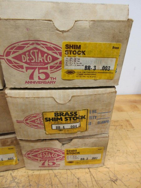 De-Sta-Co 6" Brass Shim Stock Rolls (6 Rolls) .001" - .005", Most Rolls Seem Fairly Full- Auction Item