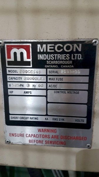 20,000 lbs Mecon Cradle Straightener Servo Feed Line