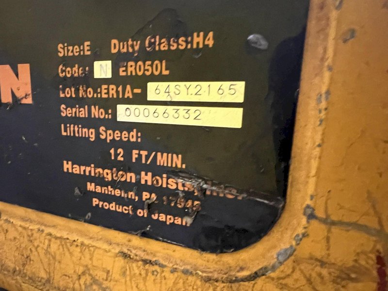 10,000 LB (5 TON) HARRINGTON MOTORIZED CHAIN HOIST W/ POWER TROLLEY: STOCK #19956