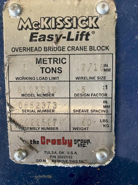 3 TON MUNCK TOP RUNNING TROLLEY HOIST. STOCK # 0314822