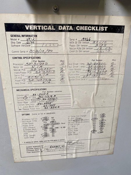 1999 HAAS VF-2 Vertical Machining Center
