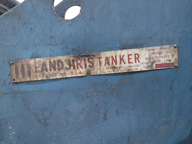 4,000 LBS PANDJIRIS MODEL TANKER 80 TANK TURNING ROLLS: STOCK #23682