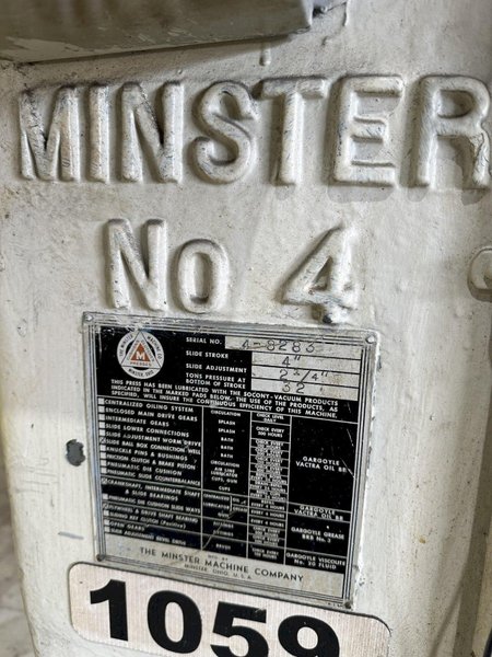 32 TON MINSTER MODEL #4 OBI PRESS, 4" STROKE: STOCK #20172