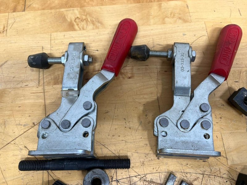 De-Sta-Co Cam Lever Clamps and Assorted 1/2" Clamp Down Hardware, T-Nuts, Studs, Riser Blocks- Auction Item