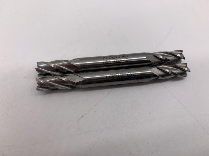 11/32 x 3/8” MORSE HSS DOUBLE ENDED FLUTE END MILLS [MATCHING SET] STOCK #15524